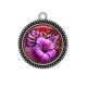 Pendentif Cabochon Argent - fleur exotique