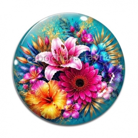 Cabochon Verre - fleur exotique