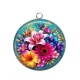 Pendentif Cabochon Argent - fleur exotique