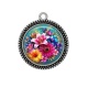 Pendentif Cabochon Argent - fleur exotique