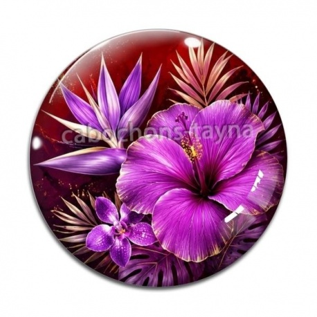Cabochon Verre - fleur exotique