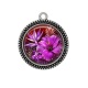 Pendentif Cabochon Argent - fleur exotique