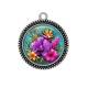 Pendentif Cabochon Argent - fleur exotique