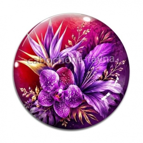 Cabochon Verre - fleur exotique