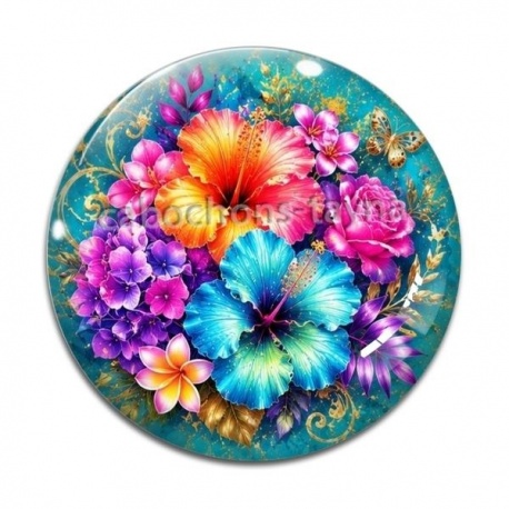 Cabochon Verre - fleur exotique