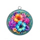 Pendentif Cabochon Argent - fleur exotique