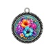Pendentif Cabochon Argent - fleur exotique