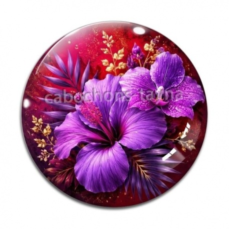 Cabochon Verre - fleur exotique