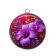 Pendentif Cabochon Argent - fleur exotique