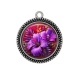 Pendentif Cabochon Argent - fleur exotique