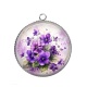 Pendentif Cabochon Argent - fleur violette