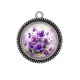 Pendentif Cabochon Argent - fleur violette