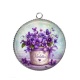 Pendentif Cabochon Argent - fleur violette