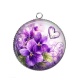 Pendentif Cabochon Argent - fleur violette