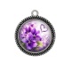 Pendentif Cabochon Argent - fleur violette