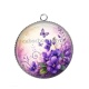 Pendentif Cabochon Argent - fleur violette