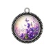 Pendentif Cabochon Argent - fleur violette