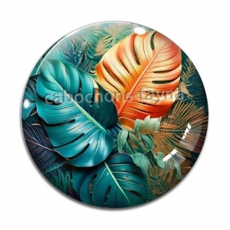 Cabochon Verre - feuille exotique 