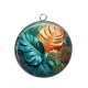 Pendentif Cabochon Argent - feuille exotique 