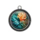 Pendentif Cabochon Argent - feuille exotique 