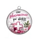 Pendentif Cabochon Argent - une pharmacienne qui déchire