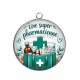 Pendentif Cabochon Argent - une super pharmacienne