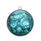 Pendentif Cabochon Argent - fleur turquoise