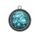 Pendentif Cabochon Argent - fleur turquoise