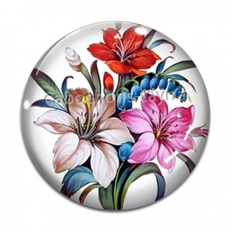 Cabochon Verre - fleur exotique