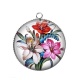 Pendentif Cabochon Argent - fleur exotique