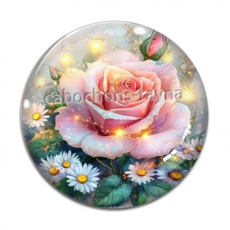 Cabochon Verre - rose