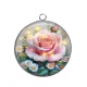 Pendentif Cabochon Argent - rose