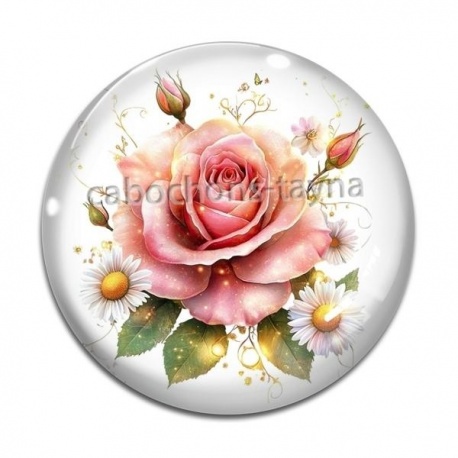 Cabochon Verre - rose