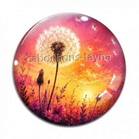 Cabochon Verre - fleur turquoise