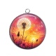 Pendentif Cabochon Argent - fleur turquoise