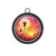 Pendentif Cabochon Argent - fleur turquoise