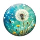 Cabochon Verre - fleur turquoise