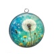 Pendentif Cabochon Argent - fleur turquoise