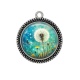 Pendentif Cabochon Argent - fleur turquoise