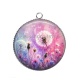 Pendentif Cabochon Argent - fleur turquoise