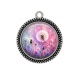 Pendentif Cabochon Argent - fleur turquoise