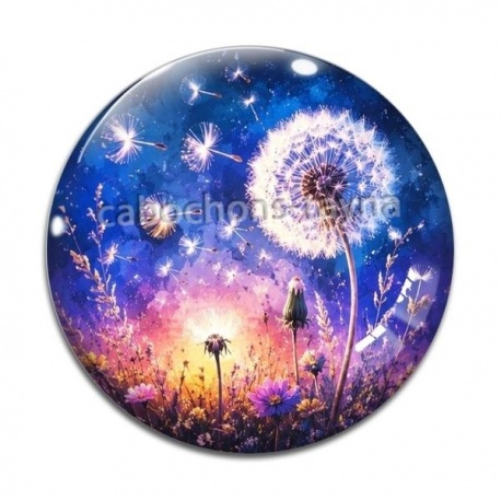 Cabochon Verre - fleur turquoise