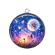 Pendentif Cabochon Argent - fleur turquoise