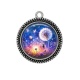 Pendentif Cabochon Argent - fleur turquoise