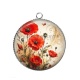 Pendentif Cabochon Argent - coquelicot