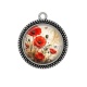 Pendentif Cabochon Argent - coquelicot