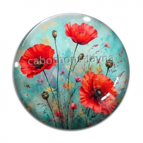 Cabochon Verre - coquelicot