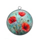 Pendentif Cabochon Argent - coquelicot