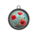 Pendentif Cabochon Argent - coquelicot