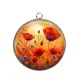 Pendentif Cabochon Argent - coquelicot
